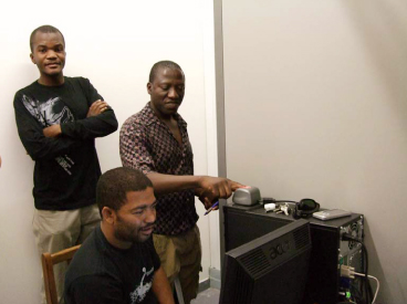 Bouchard, the IT Technician enrolling Erastus, an IT Systems Administrator on the Biometric Access control whilst Hafeni is overlooking 